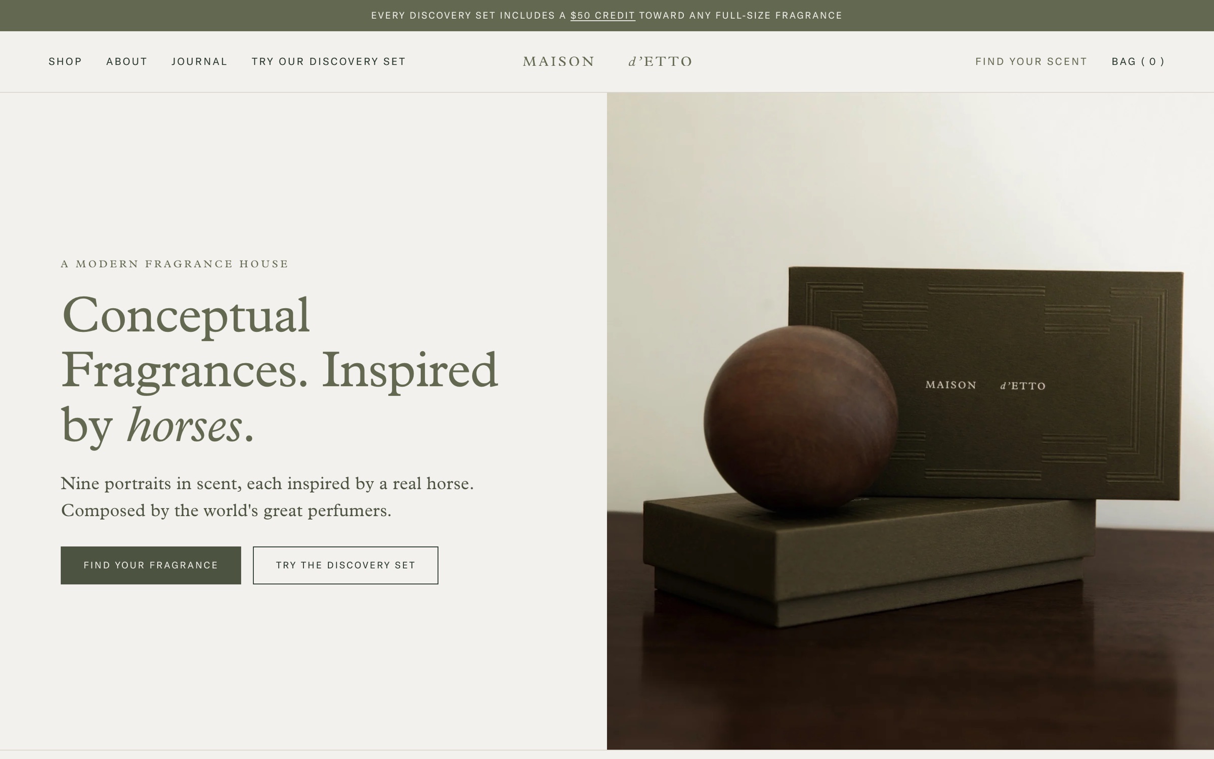 The redesigned Maison d'Etto homepage